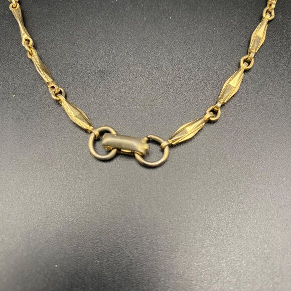 Vintage Gold Filigree Mandala Pendant Necklace 24" Bar Link Chain Intricate - Picture 5 of 8